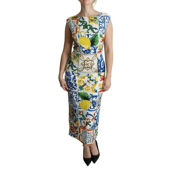 Dolce & Gabbana Multicolor Floral Print Viscose Sheath Dress